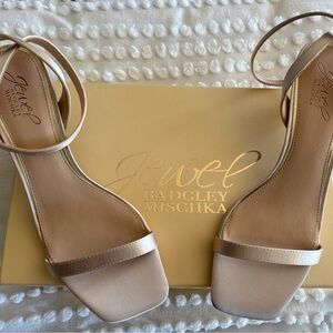 Jewel Badgley Mischka Metallic Rose Gold Ankle-Strap Sandals